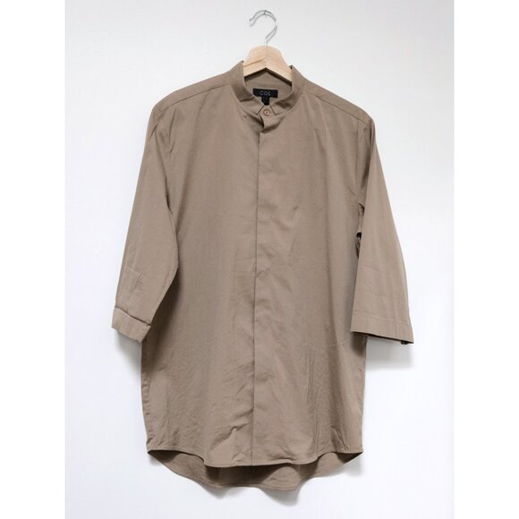 COS - Men's Tan Grandad Collar Button Down Shirt - Size Small - Picture 1 of 8
